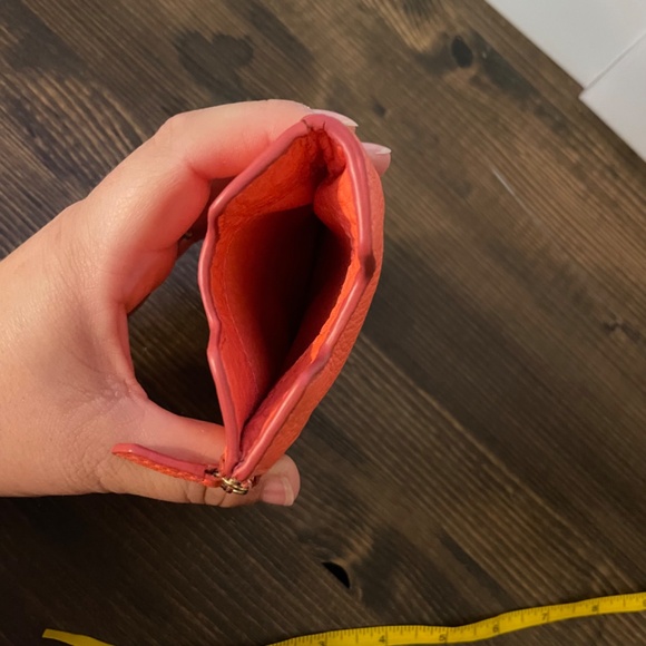 Fossil Phone Slide Leather Wallet Zippered Neon Coral - Picture 3 of 6